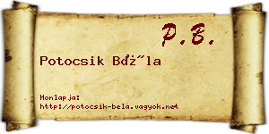 Potocsik Béla névjegykártya